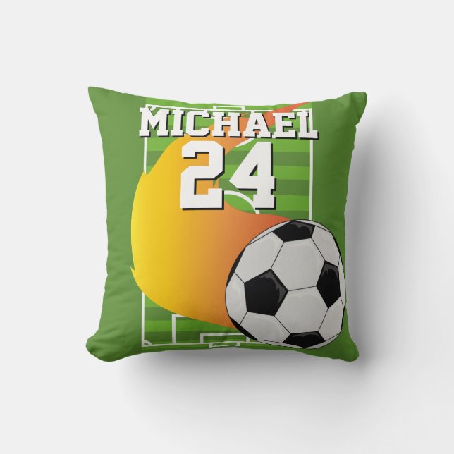 Soccer Ball Name Jersey Number Sports Cushion (Front)