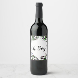 Soccer Ball Oh Boy Sports Game Theme Baby Shower   Wine Label