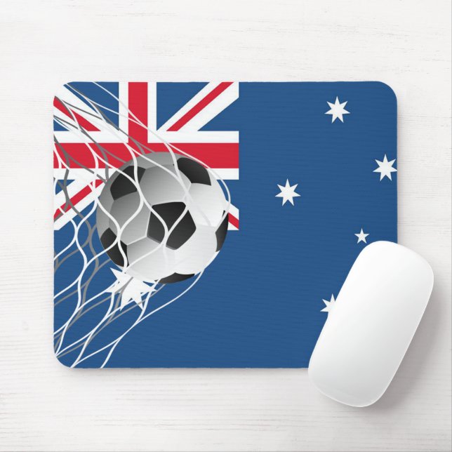 Soccer Ball On Australian Flag Mouse Pad (With Mouse)