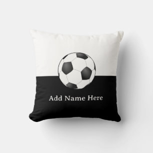 Soccer Ball on Black and White Background Cushion