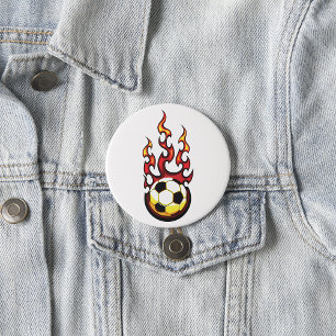 Soccer Ball On Fire 7.5 Cm Round Badge