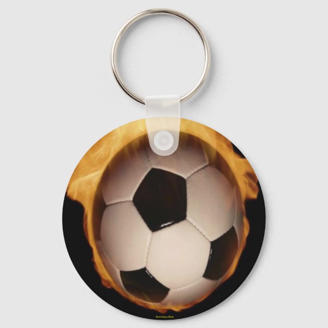Soccer Ball On Fire Keychain (Front)