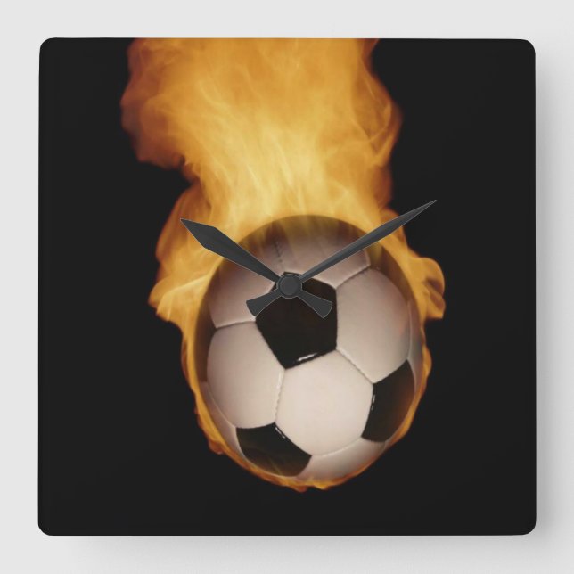 Soccer Ball on Fire Wall Clock (Front)
