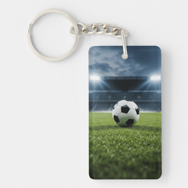 Soccer Ball on Grass Field Under Stadium Lights – Key Ring (Front)
