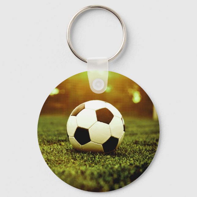 Soccer Ball on Grass Key Ring (Front)