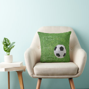Soccer Ball On Grass Sports Field Cushion