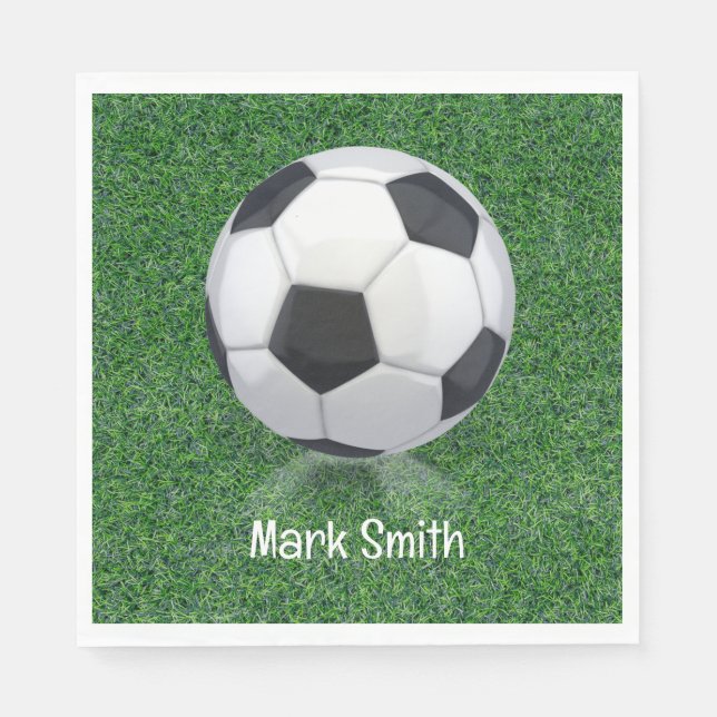 Soccer ball on green grass napkin (Front)