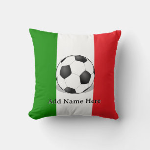 Soccer Ball on Green White and Red Background Cushion
