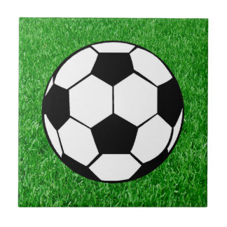 Soccer Ball On Lawn Ceramic Tile