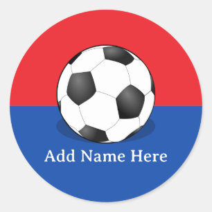 Soccer Ball on Red and Blue Background Classic Round Sticker