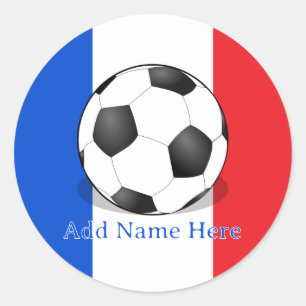 Soccer Ball on Red White and Blue Background Classic Round Sticker