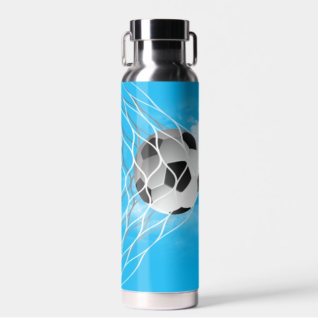 Soccer Ball On Sky Water Bottle (Front)