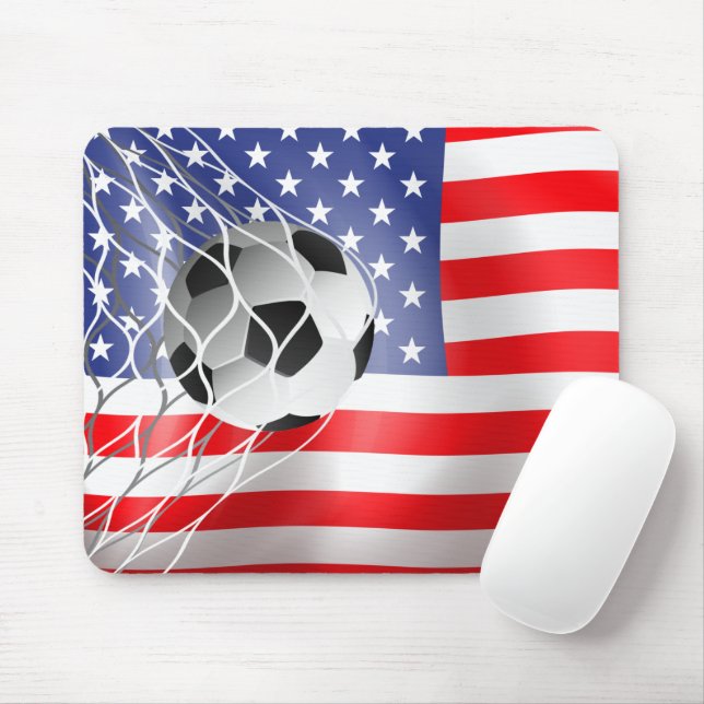 Soccer Ball On USA Flag  Mouse Pad (With Mouse)
