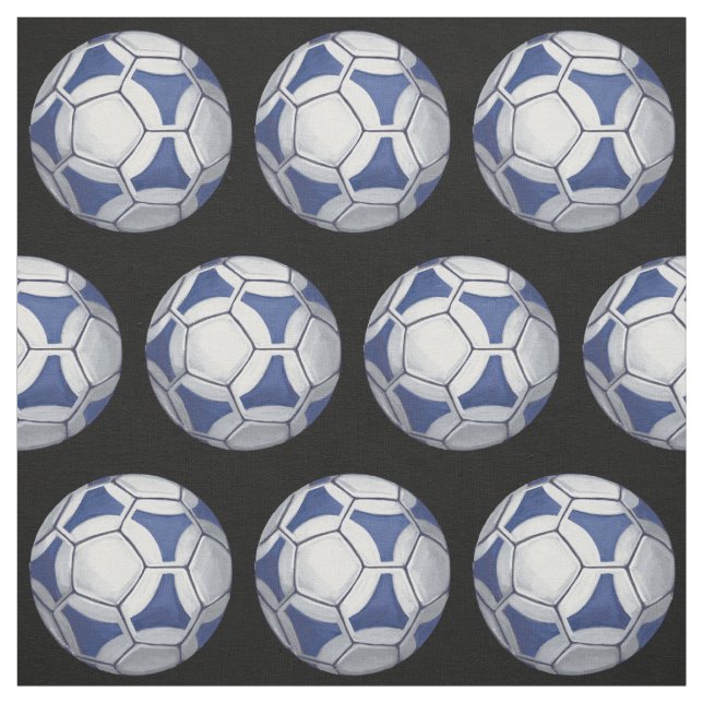 Soccer Ball Painted blue and white pattern Fabric (Swatch)