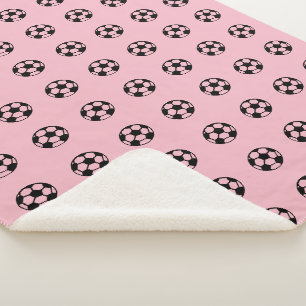 Soccer Ball Pattern - Background Colour Changeable Sherpa Blanket