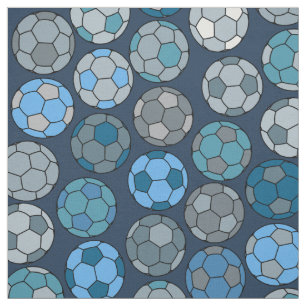 Soccer Ball Pattern Blues Fabric