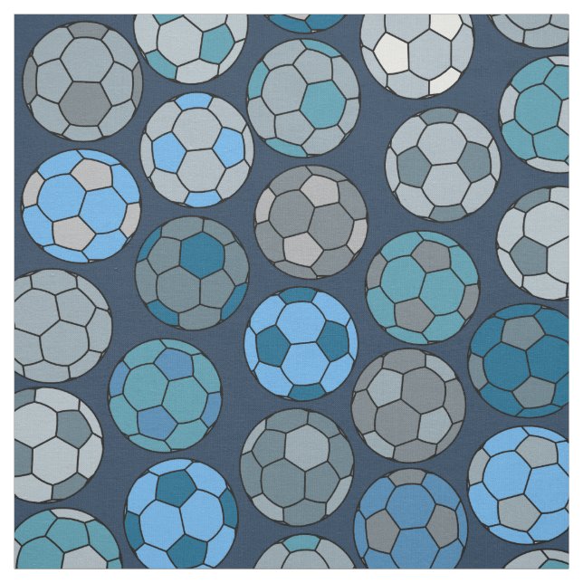 Soccer Ball Pattern Blues Fabric (Swatch)