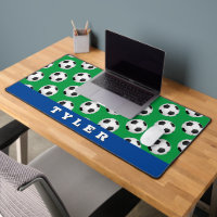 Soccer Ball Pattern, Bold Name, Blue/Green