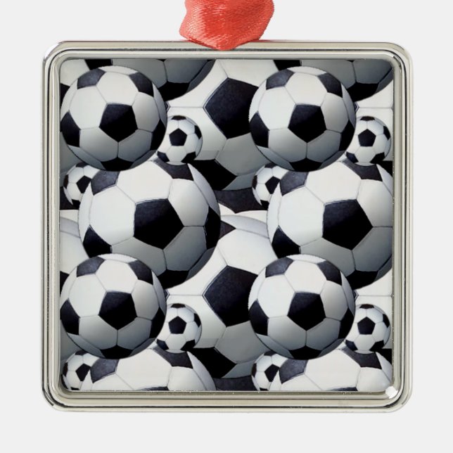 Soccer Ball Pattern Metal Ornament (Front)