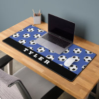 Soccer Ball Pattern, Name on Blue & Black