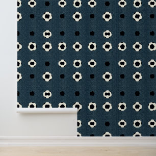 Soccer Ball Pattern on Dark Blue Background Wallpaper