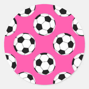Soccer Ball Pattern Pink Classic Round Sticker