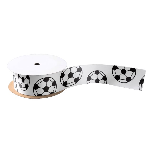 Soccer Ball Pattern Satin Ribbon (Spool)