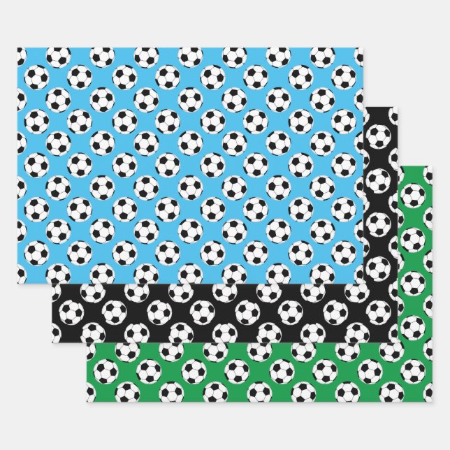 Soccer Ball Pattern Wrapping Paper Sheet (Set)