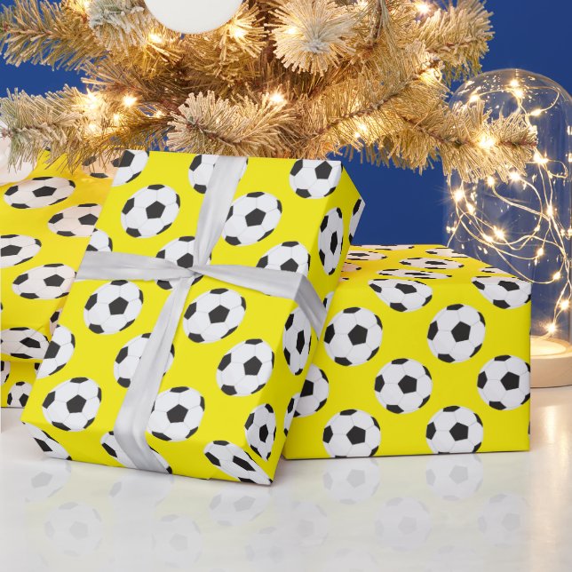 Soccer Ball Pattern yellow  Wrapping Paper (Holidays)