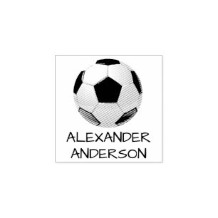 Soccer Ball Personalise Rubber Stamp