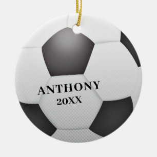 Soccer Ball Personalised Christmas Ceramic Ornament