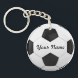 Soccer Ball Personalised Name Sport Key Ring<br><div class="desc">Enter a name. A gift your friends.  Digital art with the theme soccer. Black and white. Art by José Ricardo</div>