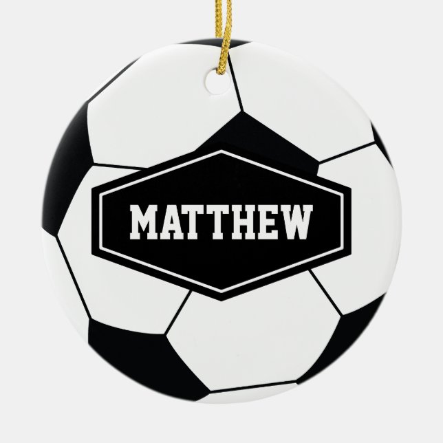 Soccer Ball Personalised Sports Ornament Gift (Front)