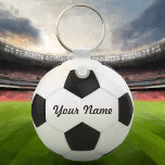 Soccer Ball Personalized Name Key Ring<br><div class="desc">Enter a name. A gift your friends. Digital art with the theme soccer. Black and white. Art by José Ricardo</div>