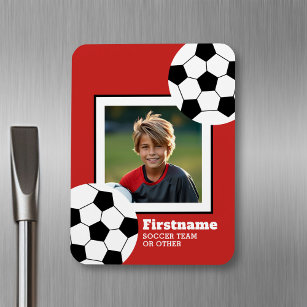 Soccer Ball Photo Add Your Name - Can Edit Colour Magnet