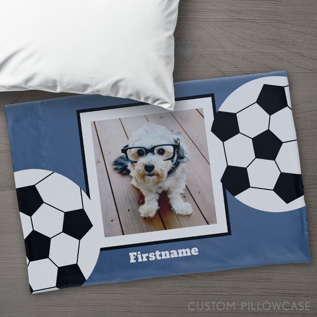 Soccer Ball Photo Add Your Name - Can Edit Colour Pillowcase (Custom Pillowcase)