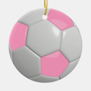 Soccer Ball Pink Ceramic Tree Decoration