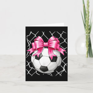 Soccer ball pink coquette bow dainty ribbon girls card