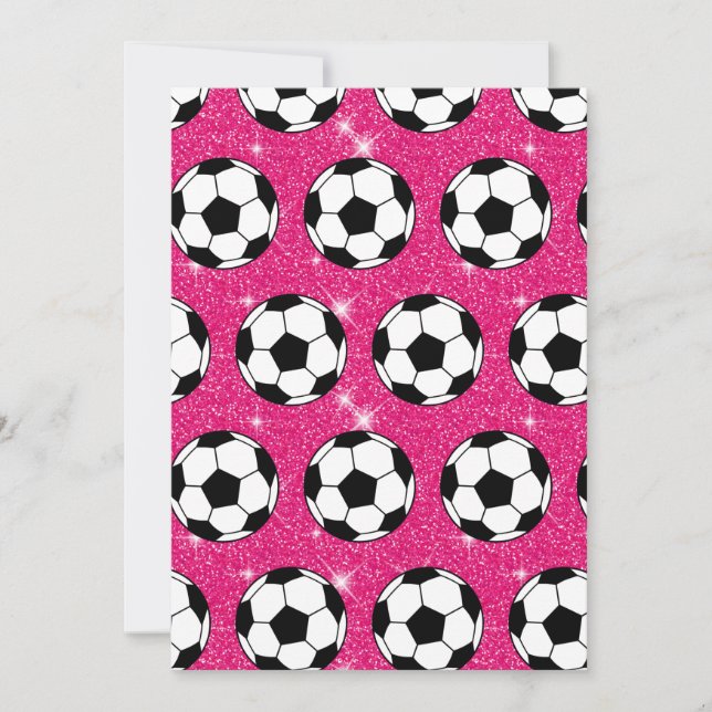Soccer Ball Pink Frost Glitters Sport Player White Invitation (Front)
