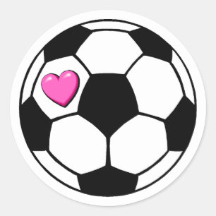 Soccer Ball Pink Hrt Classic Round Sticker