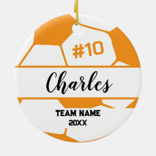 Soccer Ball Player Custom Name Number & Team Ceramic Ornament