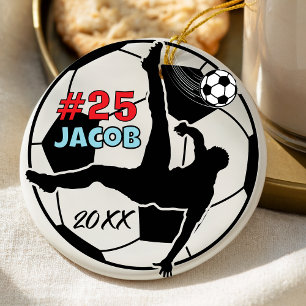 soccer ball player football holiday keepsake ceramic ornament
