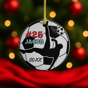 soccer ball player football holiday keepsake ceramic ornament