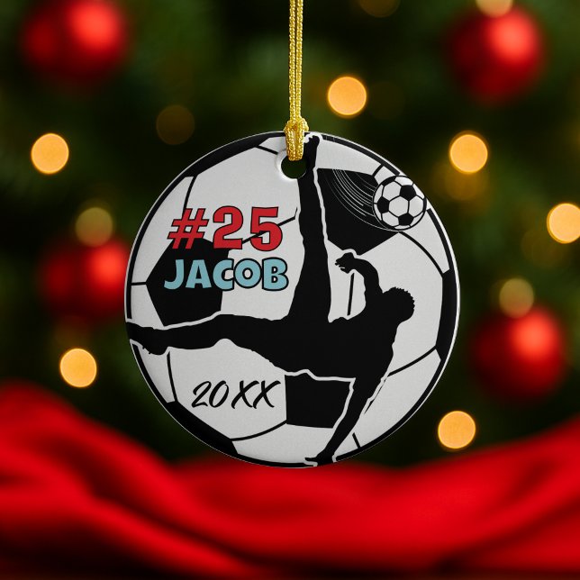 soccer ball player football holiday keepsake ceramic ornament (Creator Uploaded)