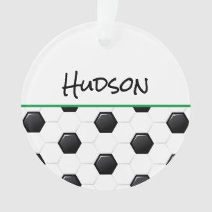 Soccer Ball Player NAME Run Kick Goal Fun Ornament