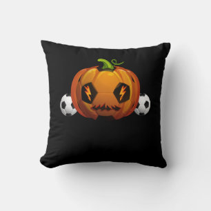Soccer Ball Pumpkin Jack O Lantern Skull Halloween Cushion