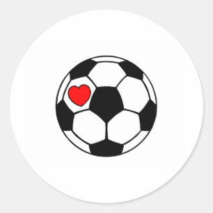Soccer Ball (Red Heart) Classic Round Sticker