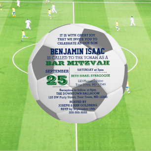 Soccer Ball Round Bar Mitzvah Invitation