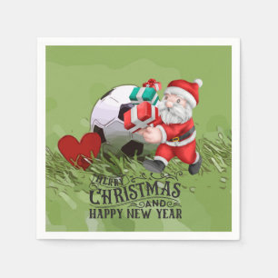 Soccer ball Santa Claus for Christmas Party Napkin