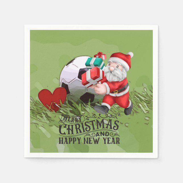 Soccer ball Santa Claus for Christmas Party  Napkin (Front)